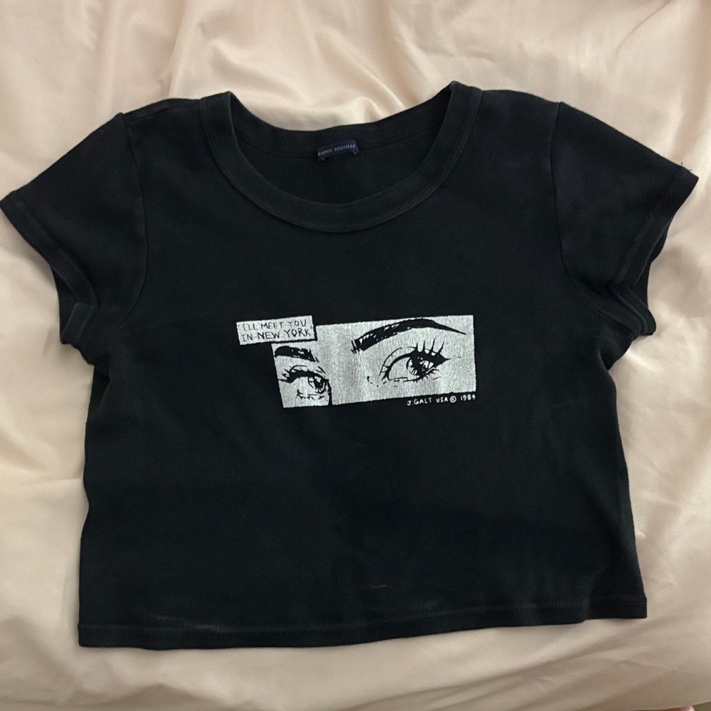 Brandy Melville Black Graphic Crop Top